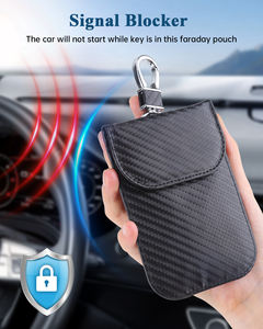 Sac Faraday en cuir PU, téléphone portable protecteur de pochette de porte-clés de voiture Faraday, <span class=keywords><strong>portefeuille</strong></span> de voiture <span class=keywords><strong>anti</strong></span>-<span class=keywords><strong>piratage</strong></span> bloquant le signal RFID - Product Image 2