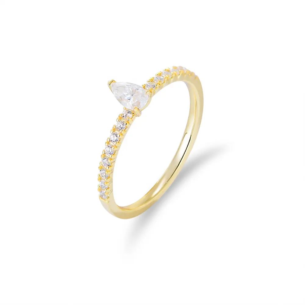 Engagement Wedding Ring Pear Cz Diamond Engagement Ring Custom Diamond Solitaire 925 Silver Trendy Women's Bubble Wrap+opp Bag