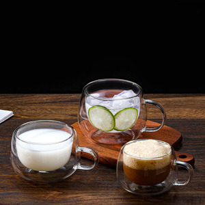 Set di Tazze da Caffè in <span class=keywords><strong>Vetro</strong></span> <span class=keywords><strong>a</strong></span> Doppio Strato Trasparente - Tazza Termica per Cappuccino con Piattino per Caffetteria e <span class=keywords><strong>Casa</strong></span> - Product Image 2