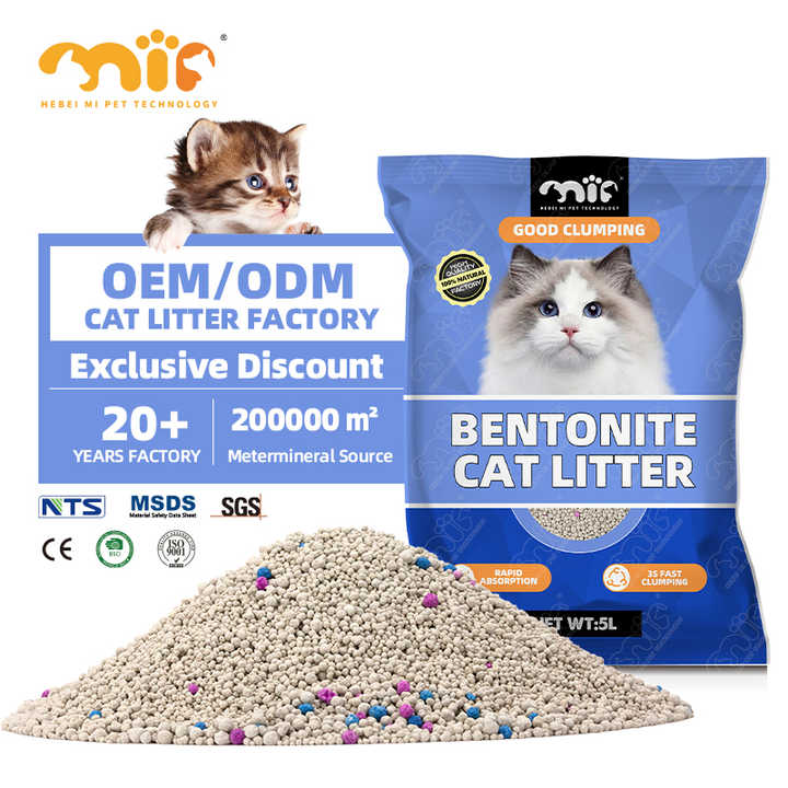 Factory Direct Sales Oem Catlitter Kitty Dust Free Ball Shape Clumping Bentonite Cat Litter Sand