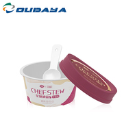 Contenedor de plástico PP personalizado para masa de galletas, contenedor de yogurt con cuchara, vaso pequeño con cubierta para estofado, 120ml, 4oz