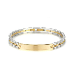 Pulsera y brazalete de moda para hombre de acero inoxidable 316L antideslustre, chapado en oro de 14K y 18K, espacios en blanco grabables para pulseras de hombre - Product Image 6