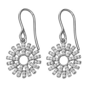 Nueva alta calidad fina moda señoras moda bar Cz joyería 925 plata esterlina chapado en oro sol círculo diamante pendientes - Product Image 6