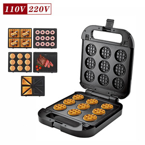 Multifunction Waffle <b>Maker</b> 110V 220V Electric <b>Breakfast</b> Machine With Interchangeable Plates For Donut Cake <b>Sandwich</b> Baking - Product Image 1