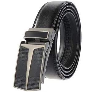Adjustable Belt Premium Quality Dress Waist Ratchet Adjustable Belts Automatic Buckle Business Casual Men's Custom Genuine Leather Belt