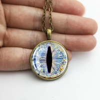 Collier Dragon Œil du Démon Style Gothique, Cabochon en Verre Œil de Serpent/Loup/Chat, Pendentif Pupille Verticale Créative, Bijoux Punk