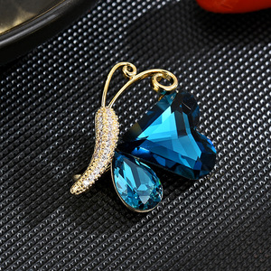 Heart Cut Crystal Butterfly Brooch <b>Gold</b> Plated Women's Fashion Accessory Gift - Product Image 4