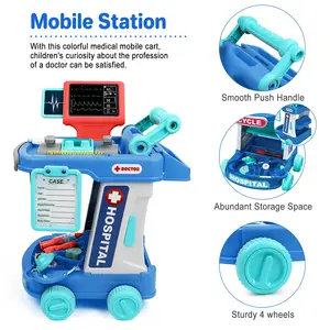 HY TOYS 20 PCS Educational Pretend Medical Station Set Portable Doctor Set Kit Role Play Set With Deluxe Accessories For Kids