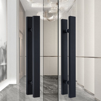Poignée de porte carrée en acier inoxydable épaissi avec verre noir, vente directe usine, quincaillerie d'entrée en bois pour hôtel