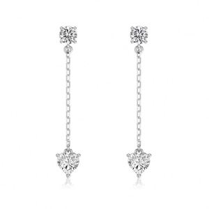 Dylam Charm <b>Fine</b> Fashion Jewelry 925 Silver Dangle Tassel 5A Zirconia Heart Love <b>Stud</b> <b>Earrings</b> for Women Lady Girls Gifts Daily - Product Image 1