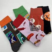 Chaussettes pour hommes en gros, 100% coton, tendance, personnalisées, colorées, lanterne BBQ, arc-en-ciel, fleur, basket-ball, chaussettes de sport mignonnes pour unisexe