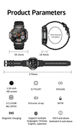 Reloj Inteligente KC91 Redondo de 1.39 Pulgadas con Llamadas, GPS, Chat con IA, Linterna, Brújula y Funciones Deportivas para Exteriores