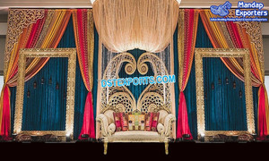 Muslim Sangeet Night Stage <b>Decoration</b> Muslim Walima <b>Mehndi</b> Stage With <b>Decoration</b> Props Stylish <b>Mehndi</b> Stage With Paisley Decor - Product Image 2