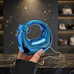 Blue Acrylic Wedding Fashion <b>Handbag</b> with Chain Strap Clasp Closure <b>Medium</b> Size Below 1kg Capacity - Product Image 3