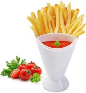 Disposable portable creative French fries cup with dipping container Egg and vegetable salad casual cup plastic snack food cup