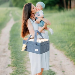 Organisateur de couches pour bébé, panier de rangement pour couches et lingettes, <span class=keywords><strong>sac</strong></span> de rangement portable pour couches avec décorations d'ours - Product Image 4