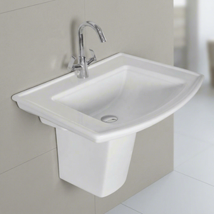 Gorgeous Design Rectangle Half Pedestal Ceramic Wash Basin Eco Friendly Water Resistant Economical - Product Image 4