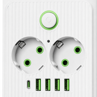 Multiprise EU 10 prises Schuko avec 4 ports USB et interrupteur principal, rallonge pour maison et bureau