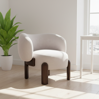 Fauteuil d'appoint moderne et confortable avec revêtement bicolore et pieds en bois robustes