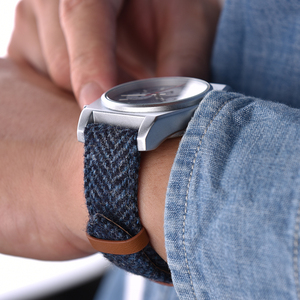 Pulseira de Relógio Juelong Estilo Britânico em Tweed com Liberação Rápida 20mm 22mm em Tweed Herringbone Pistache - Product Image 4