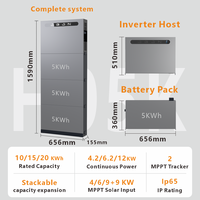 Sistem Penyimpanan Energi Rumah Tangga Bersertifikasi H05K CE TUV 20kWh, Dapat Ditumpuk, LiFePO4 48V, Inverter Hibrida All-in-One, IP65, Terpasang di Dinding, Tipis
