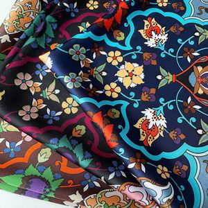 Polyester <b>Silk</b> Satin Luxury Autumn Flower <b>Scarf</b> 70x70cm <b>Square</b> Neckerchief Custom Printed Design <b>Scarf</b> Wholesale - Product Image 6