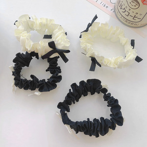 Black and white ruffled hair <b>clips</b>, <b>bow</b> hair ties, French-style hair accessories, super fairy-like hair ties, bangs <b>clips</b>, - Product Image 5