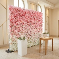 Décoration murale de mariage en rose dégradée, bouquet de fleurs artificielles fait main en soie, toile de fond florale hautement réaliste, taille et couleur personnalisables