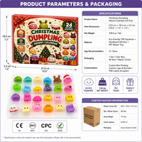 Calendrier de l'Avent de Noël : Boîte Mystère avec Jouets Anti-stress Mignons en Forme de Dessins Animés à Presser – Coffret Cadeau