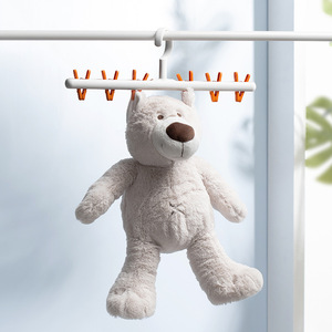 Windproof Multifunction Injection <strong>Plastic</strong> Clothes <strong>Hanger</strong> Strong Trouser Clips Anti Tangle Sock Pegs Folding Drying Rack - Product Image 2