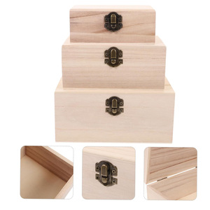 Caja de madera rectangular para guardar joyas con cierre metálico para embalaje de regalos - Product Image 2