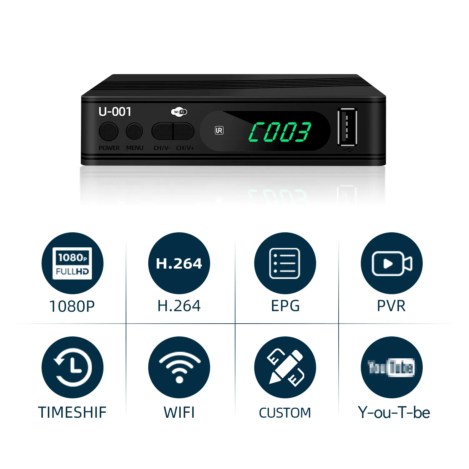 Junuo HD Free To Air YouTube Sunplus GX Chipset DVB T2 Decoder Cheap Digital TV Receiver