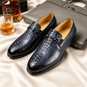 Mocassins pour hommes en cuir gaufré façon croco, style business décontracté, chaussures habillées en cuir formelles, pointures européennes : <span class=keywords><strong>39</strong></span> à 46 - Product Image 3