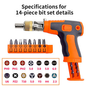MYJ Manual Gun-type Ratchet <b>Screwdriver</b> <b>Set</b> Household Repair Tool Dual-direction 14- in -1 Ratchet <b>Screwdriver</b> <b>Bit</b> <b>Set</b> 14- in -1 - Product Image 6