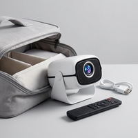 Projecteur Android compact 180 °   Base rotative, prise en charge native du décodage vidéo 4K, WiFi, BT, projecteur LED portable pour cinéma maison