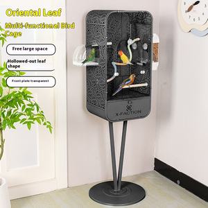 Papağanlar için zarif ev kuş kafesi akrilik dekoratif Metal düğme Villa katı desen kuş cilt manzara kuş kafesi - Product Image 4