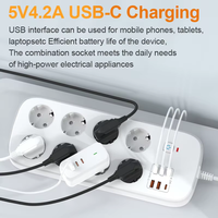 Multiprise EU multifonctionnelle aux normes internationales avec interrupteur rallonge de charge rapide multiprise avec USB