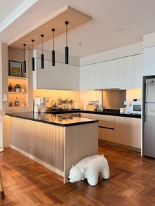 HAIYUE Mobili da Cucina Sottili e Moderni, Armadietto Salvaspazio Grigio e Legno, Isola Compatta, Personalizzabile per Piccoli Spazi - Product Image 1