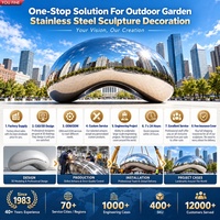 YOUFINE Cityscape Project Public Art Extérieur Grande Taille Miroir Poli En Acier Inoxydable Nuage Porte Statue Sculpture Fabricant