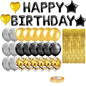 Joyeux anniversaire rideau de pluie Film d'aluminium paillettes ballon fond décorations fête Kit fournitures ensemble