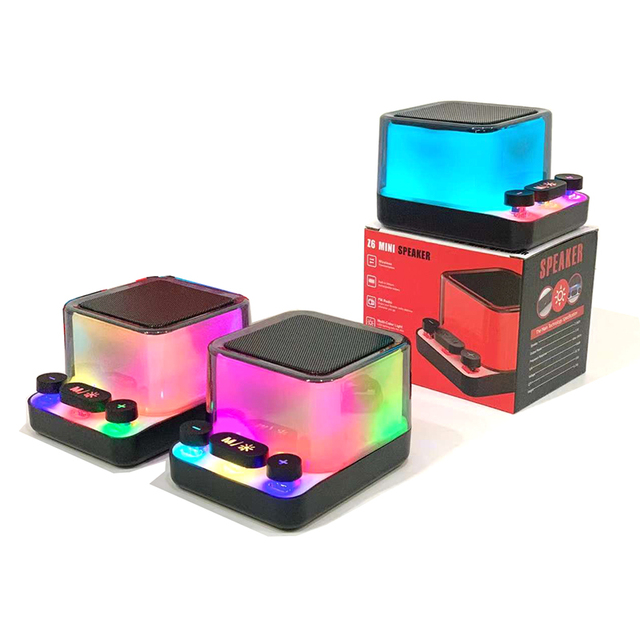 Z6 Mini 2.5 Inch Wireless Portable RGB LED Colorful Light BT Transparent Woofer Speaker Stereo Bass Speaker Hifi Music Box