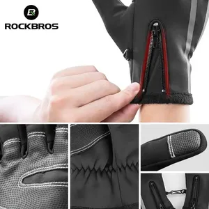 ROCKBROS mitaines de cyclisme équipement hiver écran <span class=keywords><strong>tactile</strong></span> vélo anti-dérapant chaud étanche à la pluie coupe-vent thermique doigt complet gants de vélo - Product Image 3