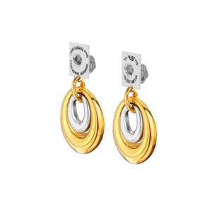 Boucles d'oreilles pendantes tendance en acier inoxydable 316L plaqué or PVD, bijoux durables et résistants - Product Image 2