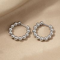 Anting-anting Hoop mode tahan air gaya tren sederhana anting-anting Hoop manik-manik berlapis emas 18k perhiasan wanita kreatif tidak pudar