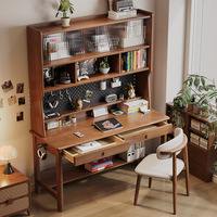 Bureau d'étude multifonctionnel en bois massif de style nordique pour étudiants avec étagère à trous perforés, tout-en-un pour usage domestique