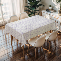 Nappe jetable RNPT en tissu tissé motif feuilles vert crème bleu floral, avec support PU, facile à nettoyer, antidérapante, résistante à l'huile et à l'eau, épaisseur 0,5 mm, pour banquets