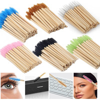 Manche en bambou jetable de qualité en gros bâton outil d'extension de cils baguettes de mascara Spoolie cils
