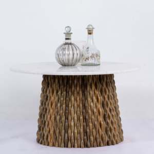 Mesa de Centro Moderna Extensible de Madera de Mango Premium con Tapa de Mármol Blanco Natural de Lujo para una Decoración Elegante de la Sala de Estar - Product Image 3