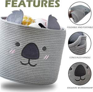 Cesta de Lona Plegable con Forma de Animal, Linda Cesta de Almacenamiento de Ropa y Decoración de Mantas Grandes Tejida con Cuerda de Algodón con Asa - Product Image 4