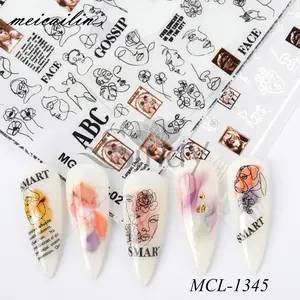 Nails face sticker with unique personality, insolent and cool English letters sticker, popular nail stickers